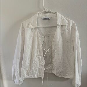 Princess Polly White Button-Front Cropped Blouse